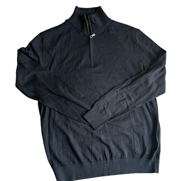 KINROSS Men's QTR Zip Mock with Milano Trim Size M In Black/Graphite - Picture 1 of 8